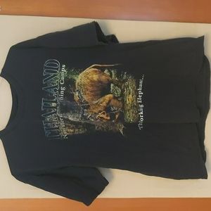 Thailand Northern Training Camp Working Elephant Black VTG T-Shirt Size Large